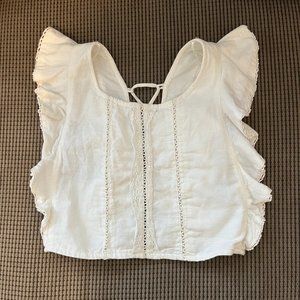 Zara White Linen Crop Top